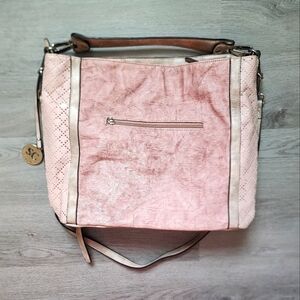 Simon Chang Women's Pink Crossbody Bohemian Boho Oversized Satchel Handbag Purse